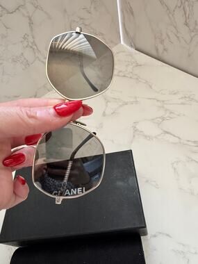 Chanel Women's Hexagonal Sunglasses with Pearl embellishments